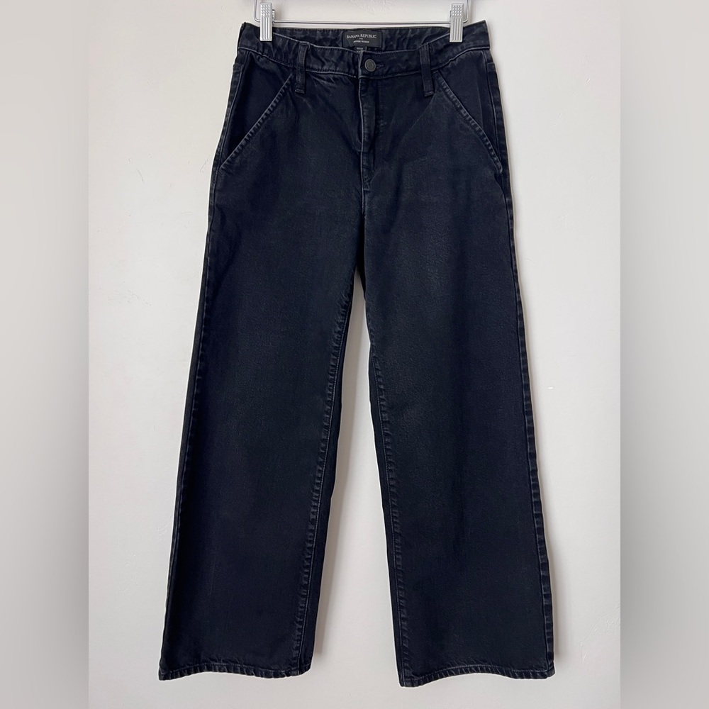 Banana Republic Black High Rise Wide Leg Trouser Jeans